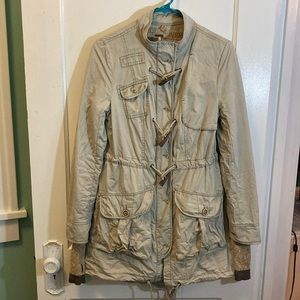 Free People Army Utility Military Jacket Sweater Lined Coat